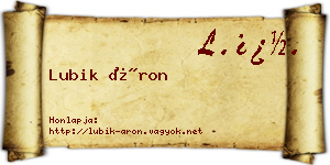 Lubik Áron névjegykártya